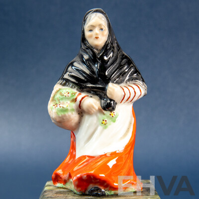 Vintage Irish 'Old Woman' Figurine on Connemara Marble Base