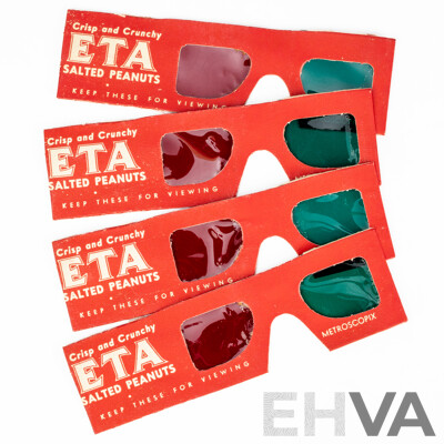 Four Sets of Vintage ETA Peanuts 3D Glasses