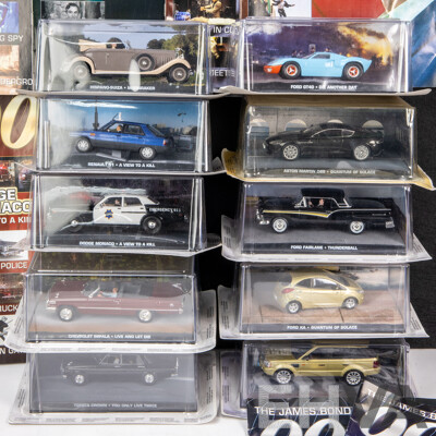 Collection of 10 James Bond Model Cars with Magazines
