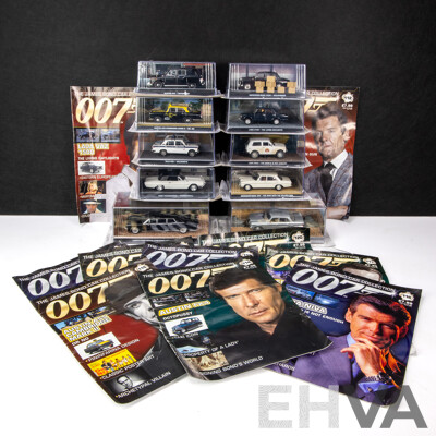 Collection of 10 James Bond Model Cars with Magazines