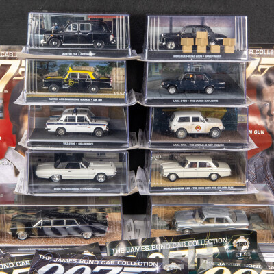 Collection of 10 James Bond Model Cars with Magazines