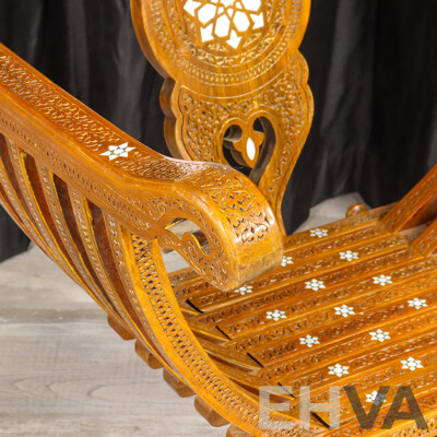 Syrian Savonarola Style Chair with Mother of Pearl Inlay