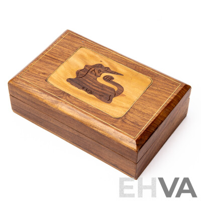 Beautiful Timber Indian Made Velvet Lined Jewellery Box