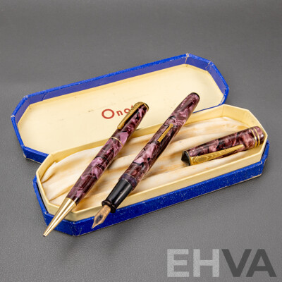 Vintage Onoto No 14 Fountain Pen and Pencil Set. Boxed. 14ct Nib
