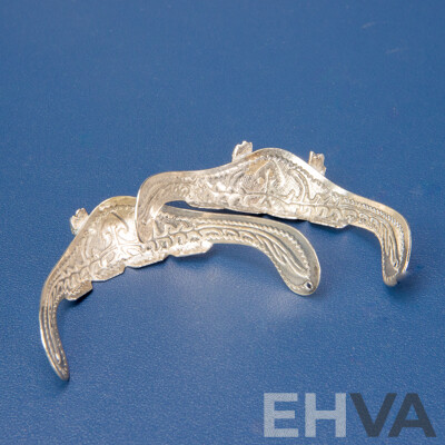 Set of Vintage Western Silvered Boot Toe Tips