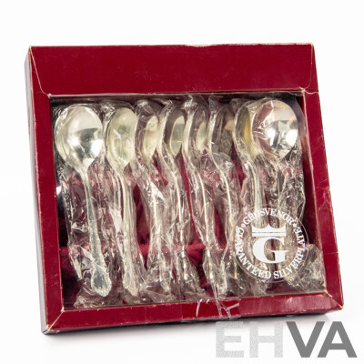 Vintage Grosvenor Silver Plate Set of 8 Fruit Spoons in Original Box