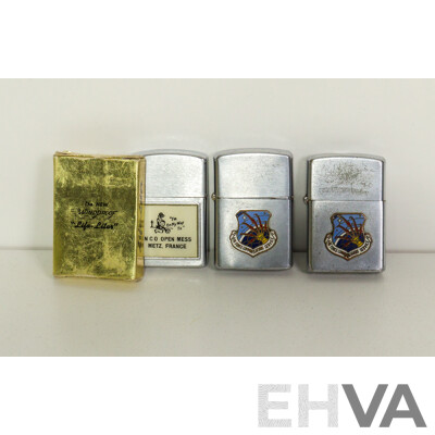 Three Military Lighters by Life Liter & Vulcan Rare Collectible Late 1960s