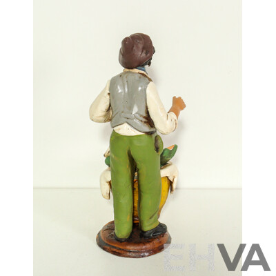 Vintage Hand Made Clay Statue of Italian Merchant