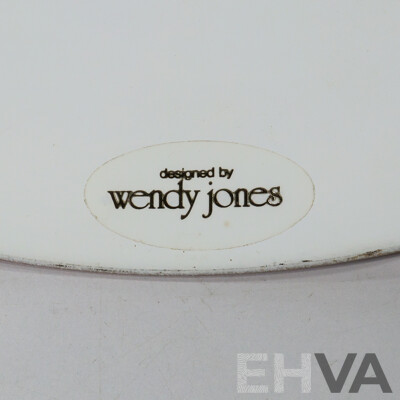 Pair of Light Taupe Enamel Light Shades with White Interior Designed by Wendy Jones Surface Wear