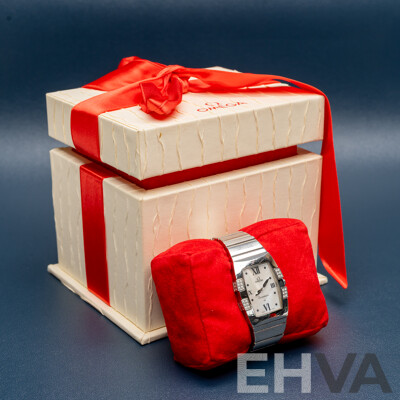 Omega Constellation Quadrella Ladies Watch Stainless Steel Diamond Bezel Mother-of-Pearl Dial C.2005 Box & Papers