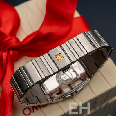 Omega Constellation Quadrella Ladies Watch Stainless Steel Diamond Bezel Mother-of-Pearl Dial C.2005 Box & Papers