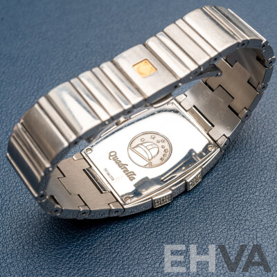 Omega Constellation Quadrella Ladies Watch Stainless Steel Diamond Bezel Mother-of-Pearl Dial C.2005 Box & Papers