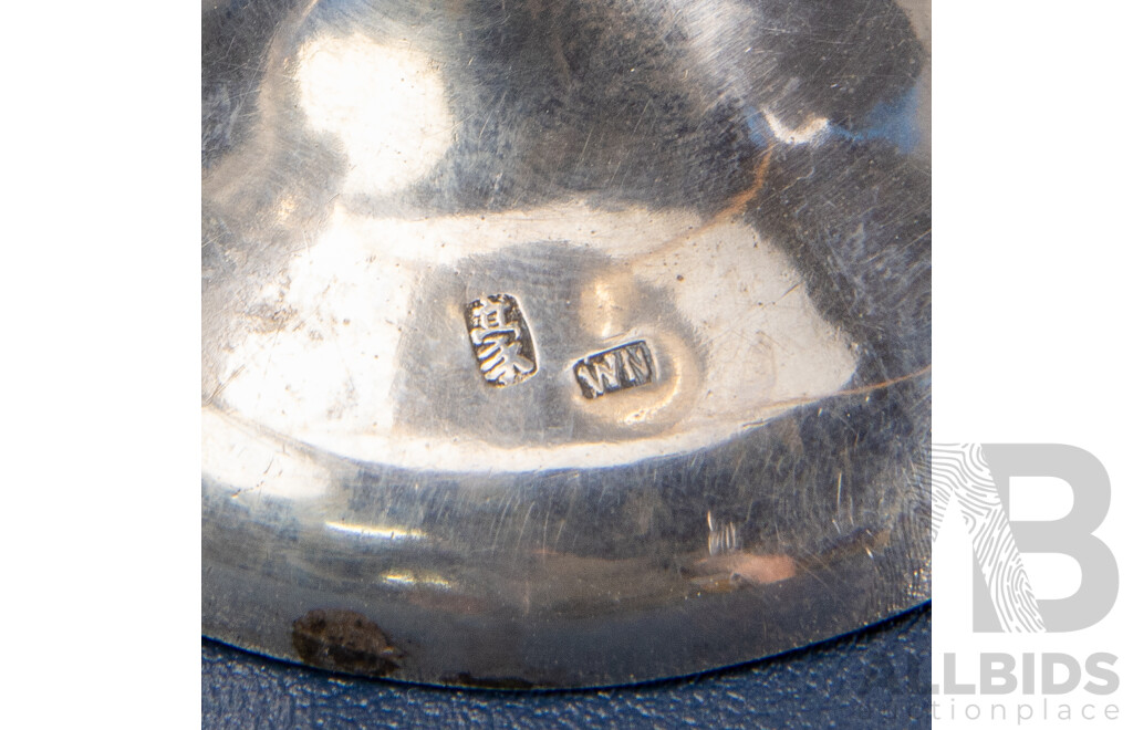 Pair of Chinese Sterling Silver Footed Mantel Vases with Fluted Rims