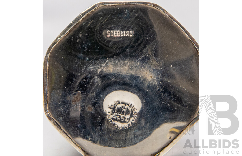 Pair of Mexican Sterling Silver Items Including La Perla Tampico Sombrero-Form Ashtray and Sterling-Topped Crystal Salt and Pepper Shakers