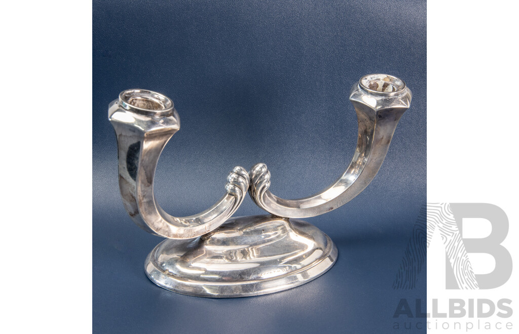 German Halbmond Und Reichskrone Art Deco Silver Candelabra