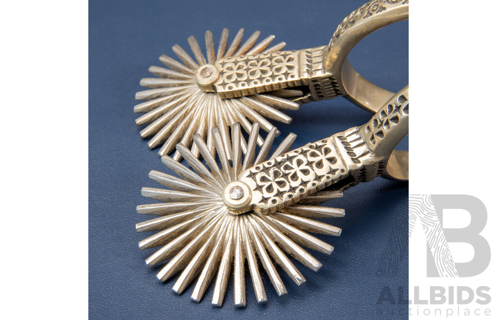 Stunning Pair of Sterling Silver Chilean Huaso Spurs