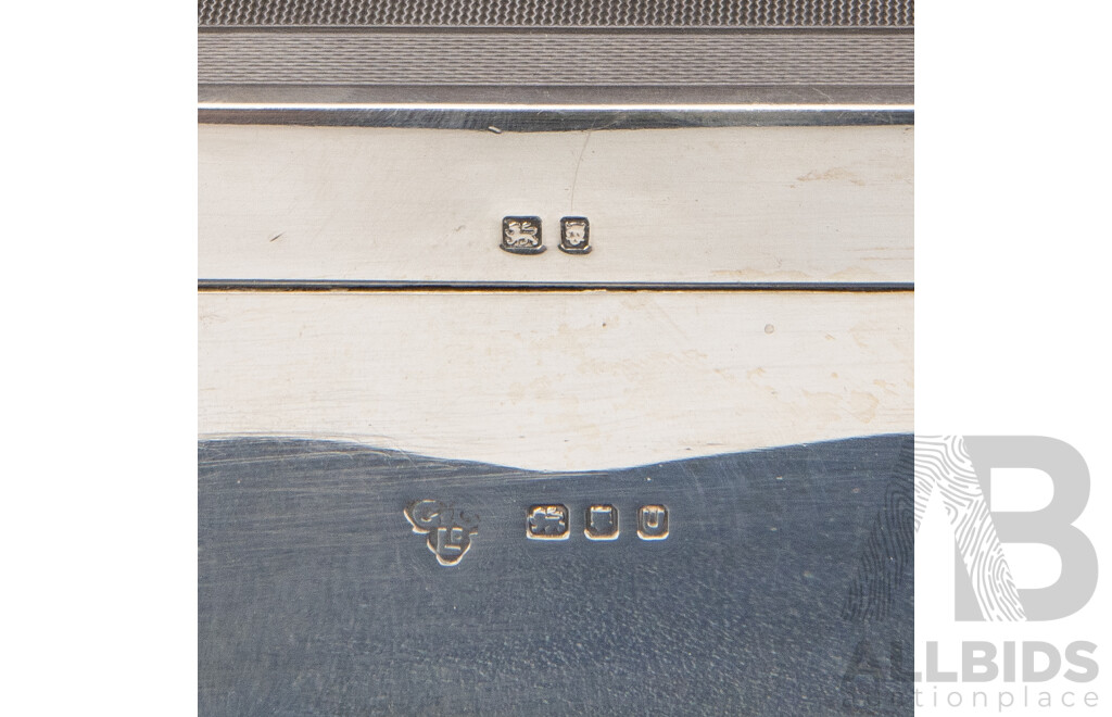 Goldsmiths & Silversmiths Co. Sterling Silver Wood-Lined Cigarette Box, London 1955