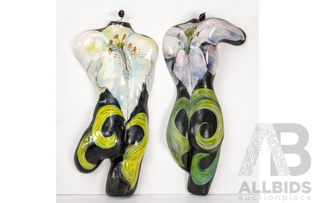 Beautiful Pair of Pacific Islands Inspired Wall Hangings by NSW Artist Vicki Birt