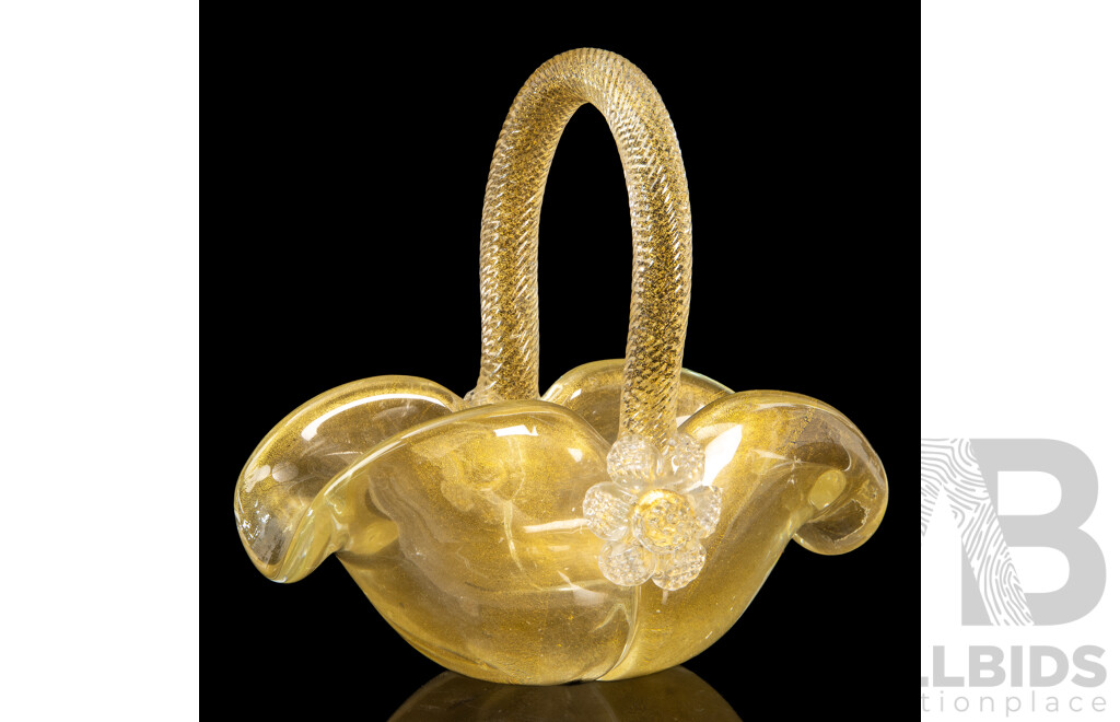 Murano Glass Barovier & Toso Aventurine Basket