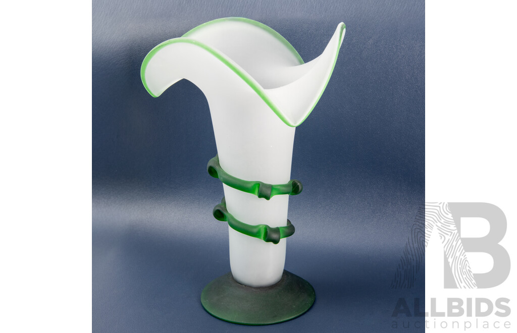 Victorian Mary Gregory Vase and Victorian Satin Finish Art Glass Vase