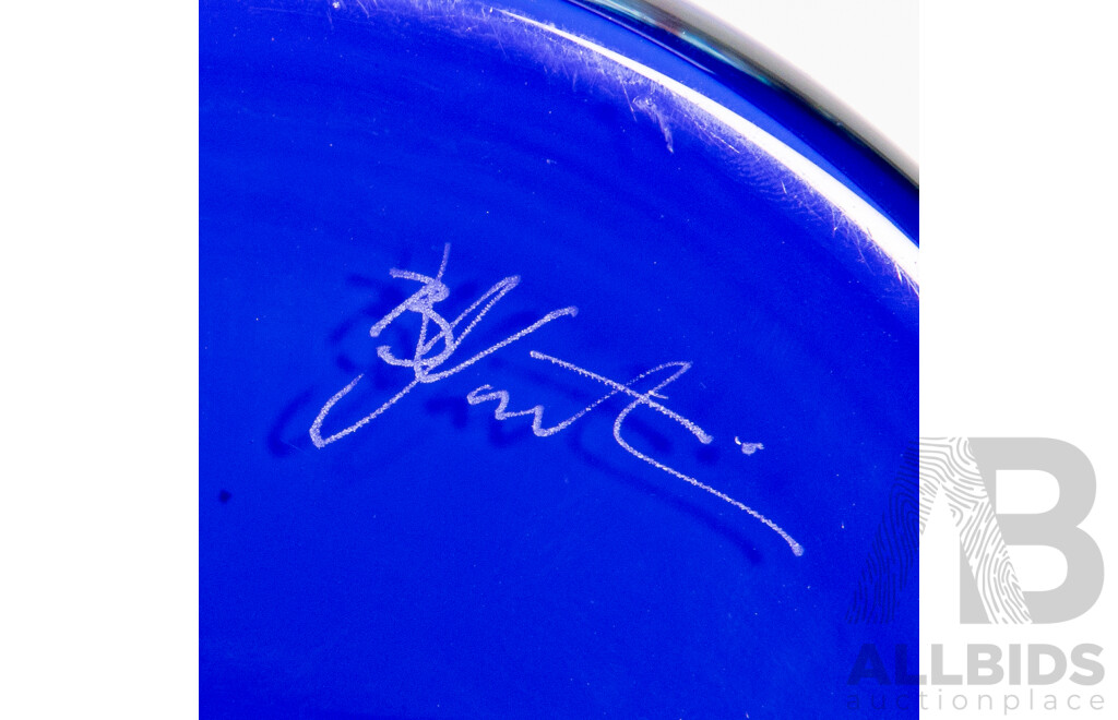 Hand-Blown Studio Glass Water Jug with Matching Swizzle Stick, Signed