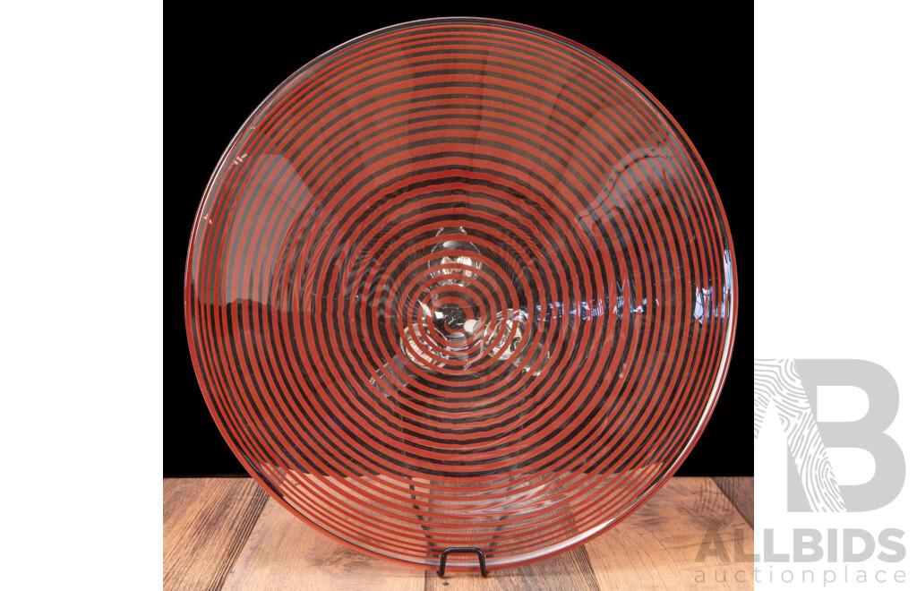 Stunning Mark Thiele Hand-Blown Studio Glass Three-Legged Swirl Bowl with Two Studio Art Glass Vases