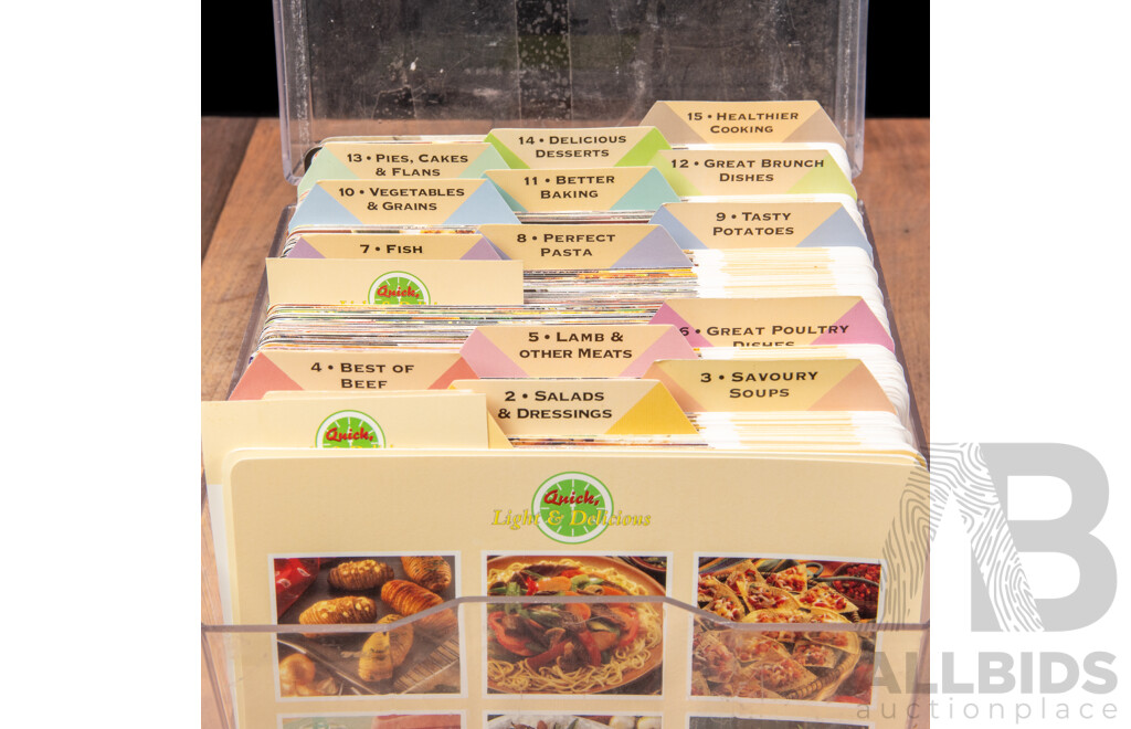 Boxed Set of Vintage Recipe Cards  Quick Light and Delicious