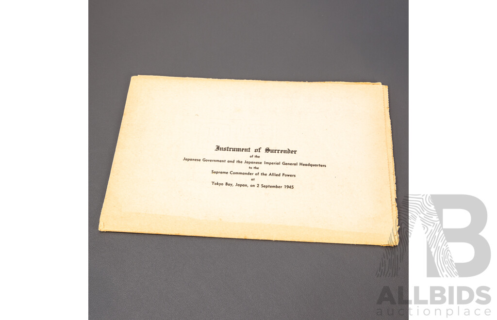 Japanese Instrument of Surrender Broadsheet 1945