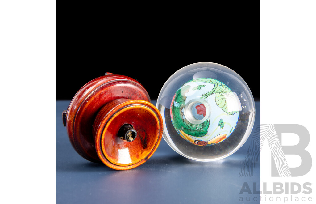 Inside-Painted Peking Glass Globe on Stand