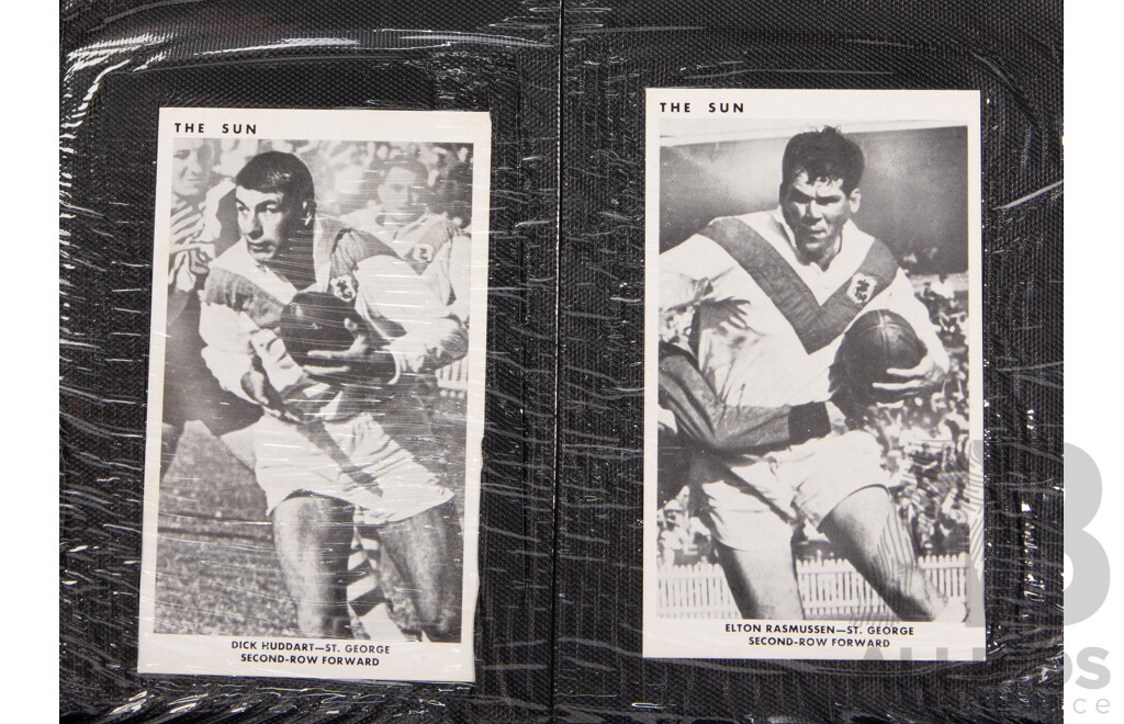 Complete Set of 'The Sun' 1967 Rugby League Cards  Full 50 Player Cards 12 Team Cards (Mint Condition in Folder)