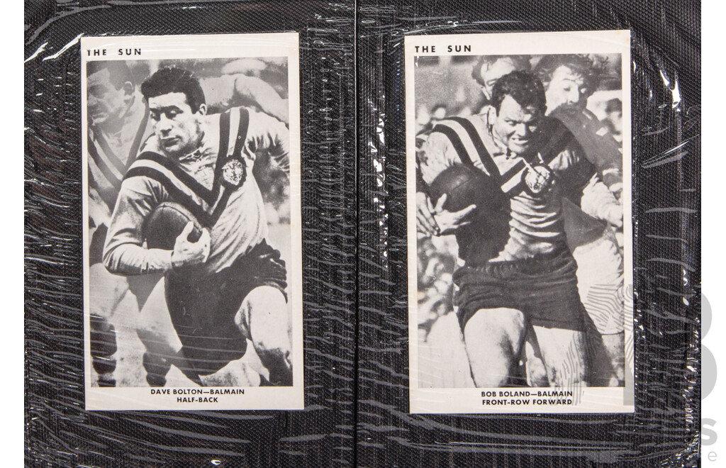 Complete Set of 'The Sun' 1967 Rugby League Cards  Full 50 Player Cards 12 Team Cards (Mint Condition in Folder)