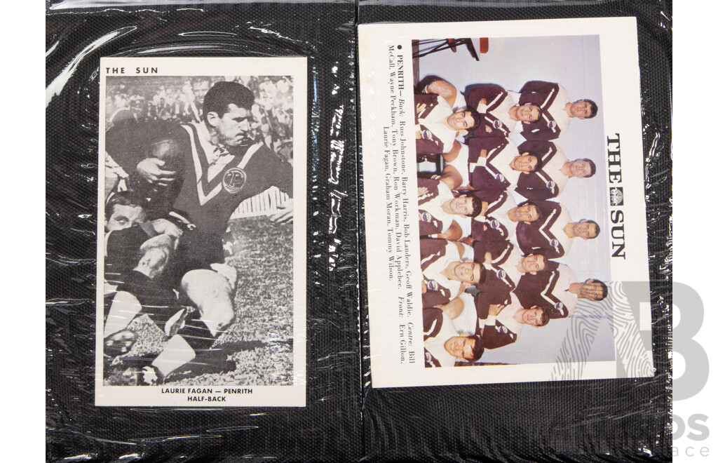 Complete Set of 'The Sun' 1967 Rugby League Cards  Full 50 Player Cards 12 Team Cards (Mint Condition in Folder)