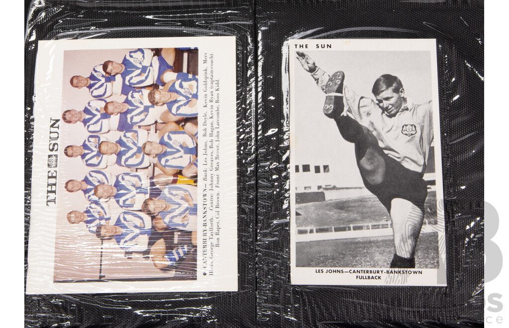 Complete Set of 'The Sun' 1967 Rugby League Cards  Full 50 Player Cards 12 Team Cards (Mint Condition in Folder)