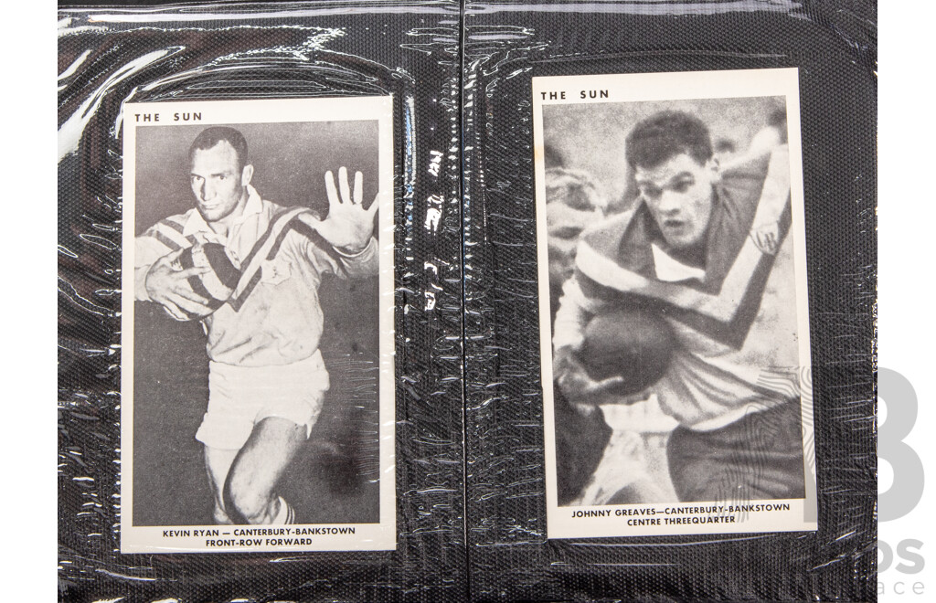 Complete Set of 'The Sun' 1967 Rugby League Cards  Full 50 Player Cards 12 Team Cards (Mint Condition in Folder)