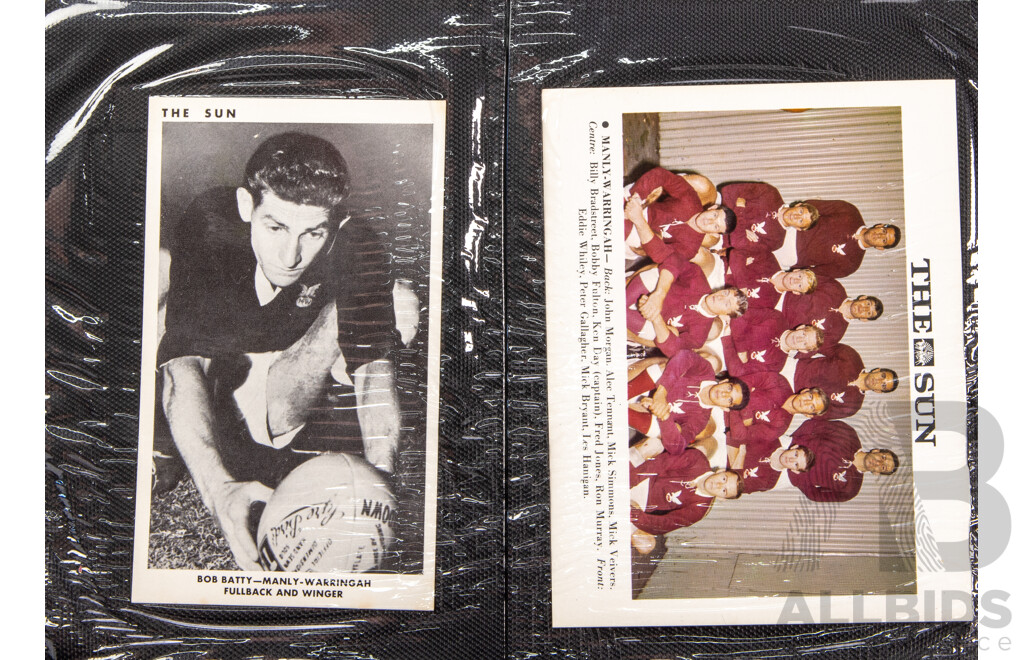 Complete Set of 'The Sun' 1967 Rugby League Cards  Full 50 Player Cards 12 Team Cards (Mint Condition in Folder)