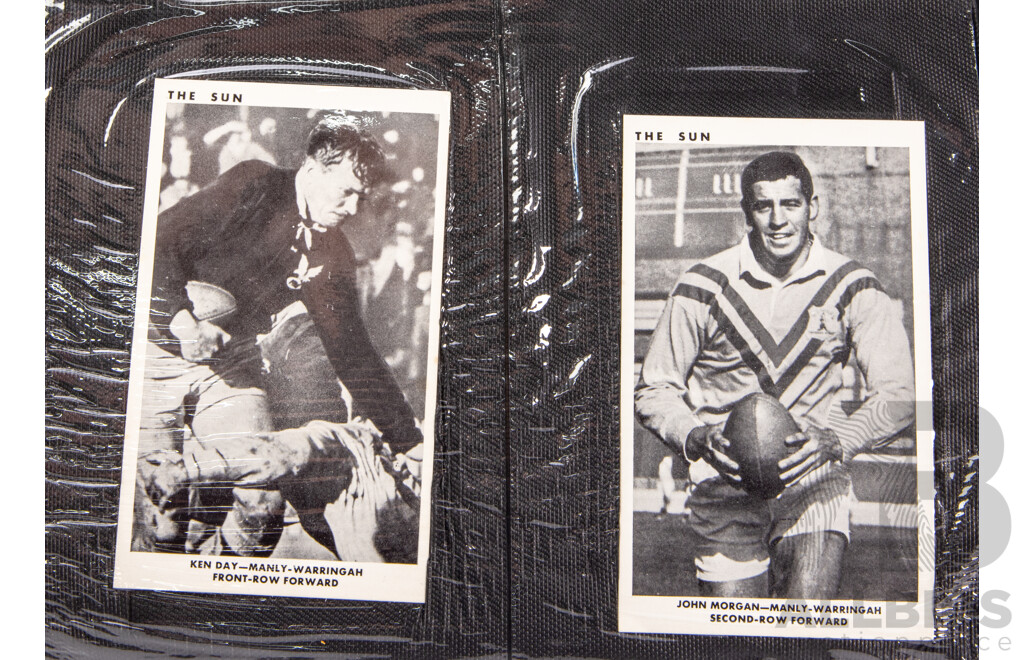 Complete Set of 'The Sun' 1967 Rugby League Cards  Full 50 Player Cards 12 Team Cards (Mint Condition in Folder)