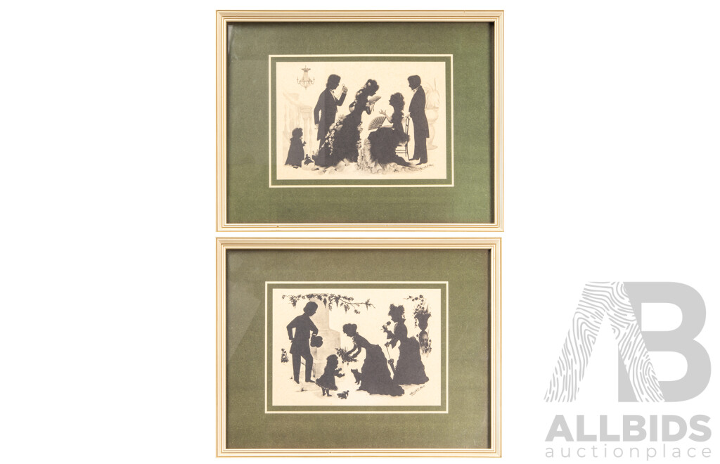 Pair of Marcelle D. Shears Silhouette Artworks Published by Peter Bates