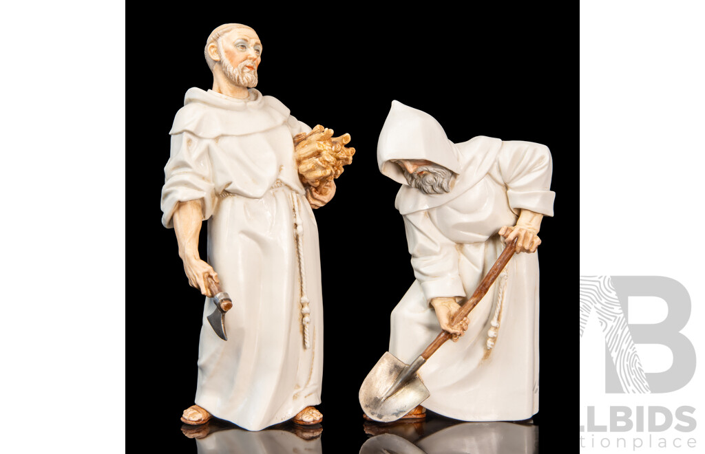 Two Algora (Spain) Porcelain Figures of Monks