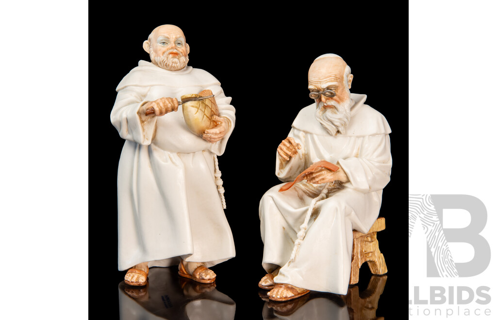 Two Algora (Spain) Porcelain Figures of Monks