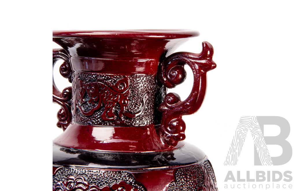 Chinese Blood Glaze Decorated Pottery Vase