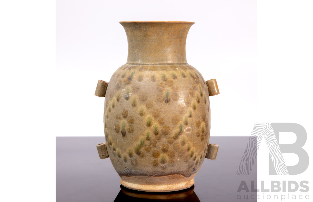 Antique Chinese Stoneware Vessel with Four Lugs