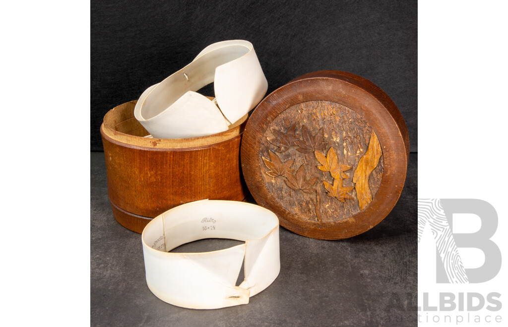 Late 19th Century Japanese Fruitwood Collar Box with Collars