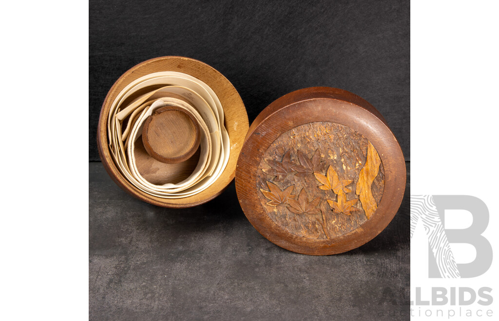 Late 19th Century Japanese Fruitwood Collar Box with Collars