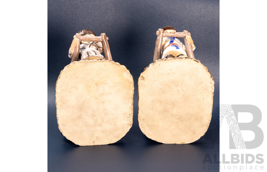 Japanese Pottery Figurine Pair – Rickshaw Figures