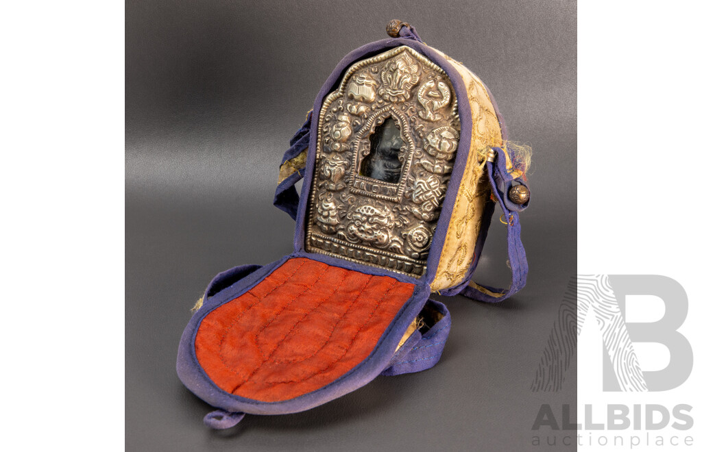 Antique Tibetan Silver Buddhist Gau Shrine Prayer Box