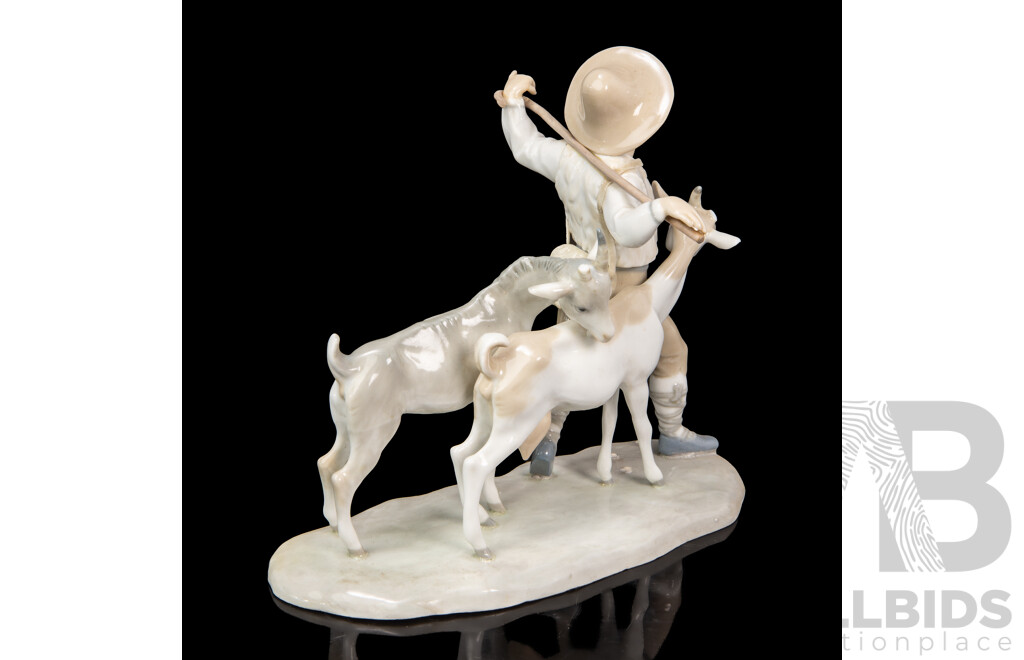Early Lladró (Spain) ‘Shepherd Boy with Goats & Kid’ Figurine (1960–1963)