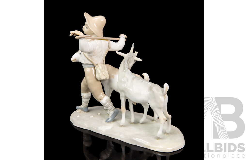 Early Lladró (Spain) ‘Shepherd Boy with Goats & Kid’ Figurine (1960–1963)