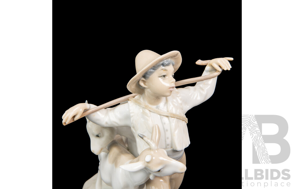 Early Lladró (Spain) ‘Shepherd Boy with Goats & Kid’ Figurine (1960–1963)