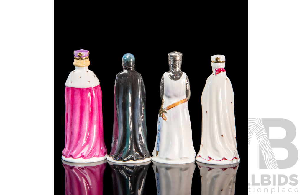 Set of Four Antique Staffordshire China ‘Francesca Art Series’ Candle Snuffers by P. Ansell