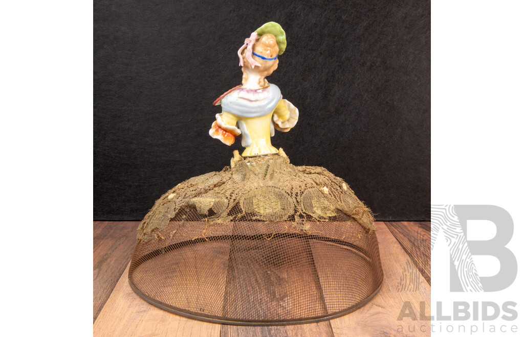 Antique Large Porcelain Half Doll with Mesh Food Cover – Madame Pompadour